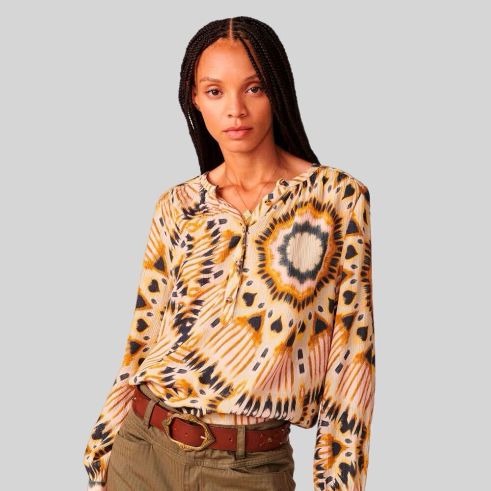 Ba&sh Calysta Top Blouse in Kaleidoscope Medium Resort Wear Going Out Boho Tunic